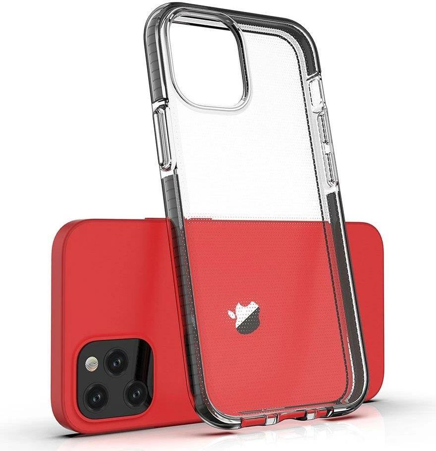 Mbështjellës Hurtel Spring Case për iPhone 13 mini, TPU, transparent me kornizë kaltër