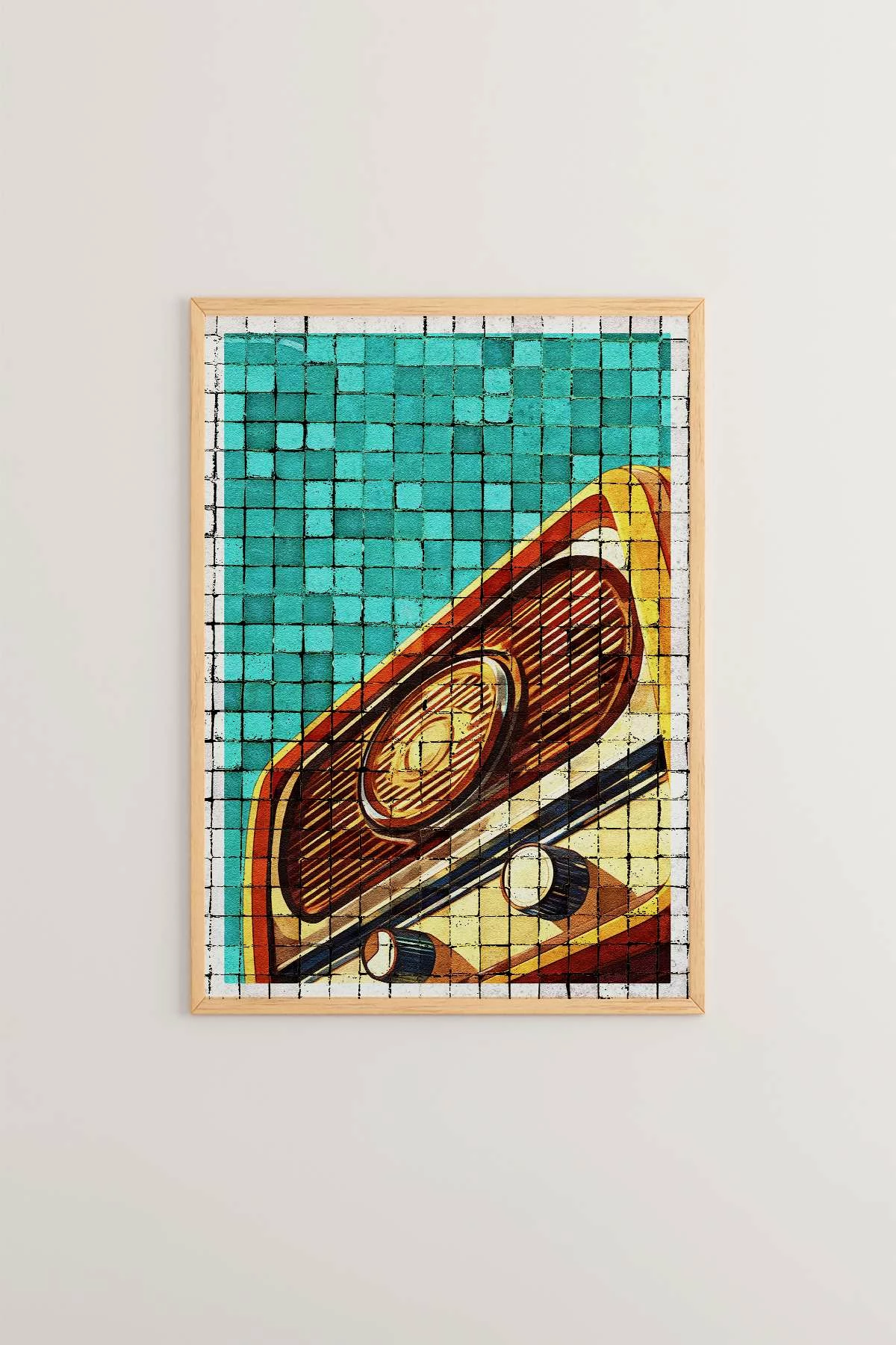 Pikturë dekorative me kornizë, Popmosaic9, shumëngjyrëshe, Wallity, 33x48cm