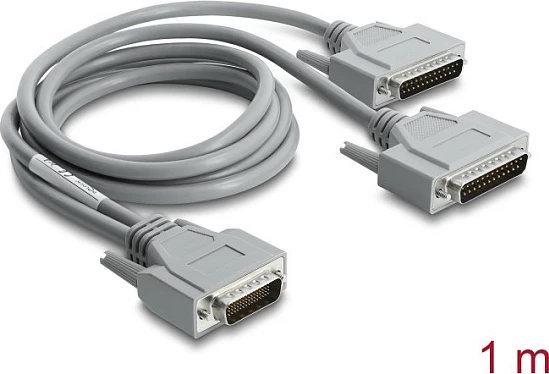 Kabllo adapter seriale DeLOCK RS-232 Y, LFH D-Sub HD 60-pin në 2x D-Sub 25-pin, 1 m, gri