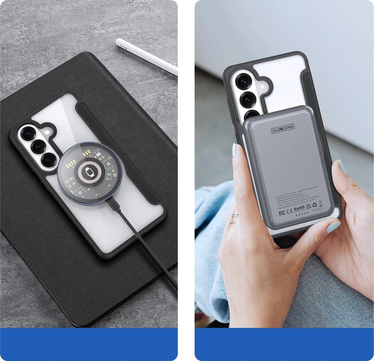 Mbështjellës Dux Ducis Skin X Pro për Samsung Galaxy S26, me MagSafe & portofol, i zi