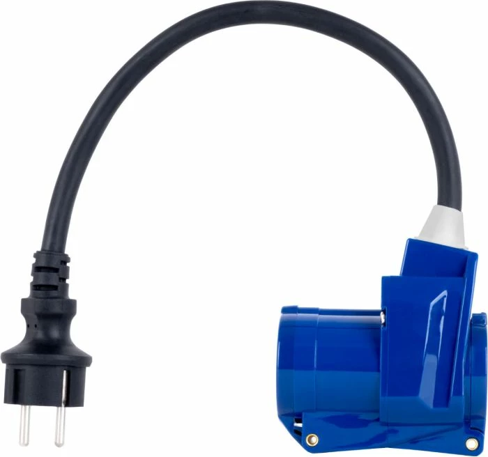 adapter elektrik Schuko/CEE BRUNNER 0301082N 30 cm 230V/16A konektor 90° kabllo gome, zi/kaltër