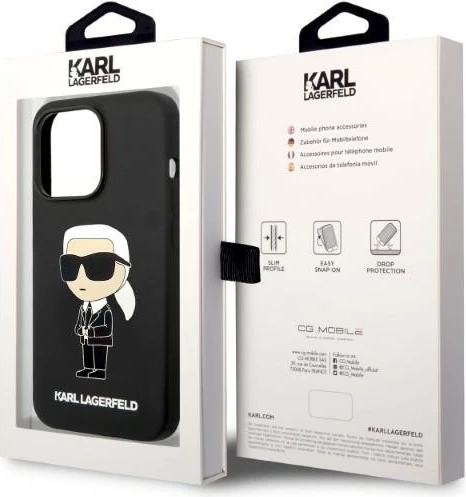 Mbështjellës Karl Lagerfeld KLHMP14XSNIKBCK për iPhone 14 Pro Max 6.7", silikon, MagSafe, zi