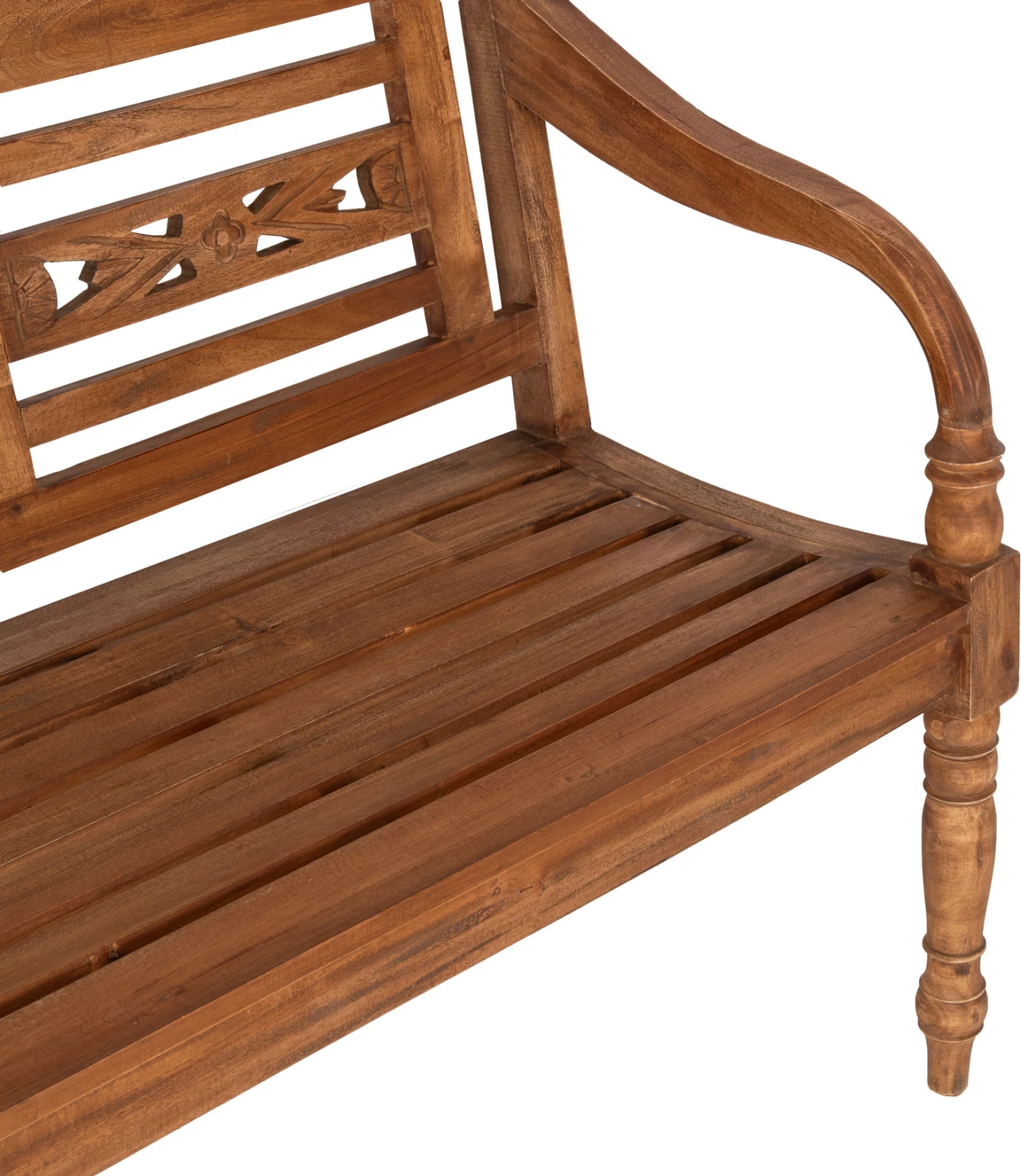 Stol për jashtë FH7903, dru mahagoni, natyral, me mbështetëse dhe krahë, 148x54x90H cm