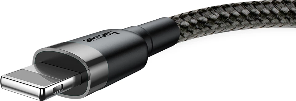 Kabllo Baseus Cafule CALKLF-BG1, USB-A në Lightning, 1m, 2.4A, QC 3.0, e zezë-gri