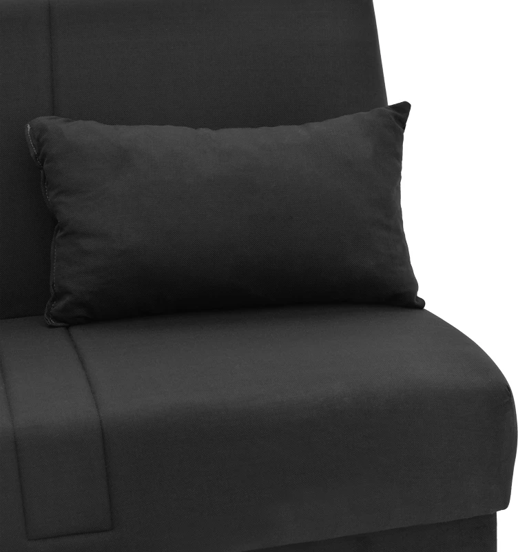 Divan trefishtë me shtrat dhe hapësirë ruajtjeje, ngjyrë e zezë,, 190x85x90cm