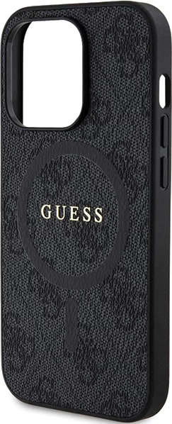 Mbështjellës Guess 4G Collection Leather Metal Logo MagSafe për iPhone 14 Pro Max, e zezë