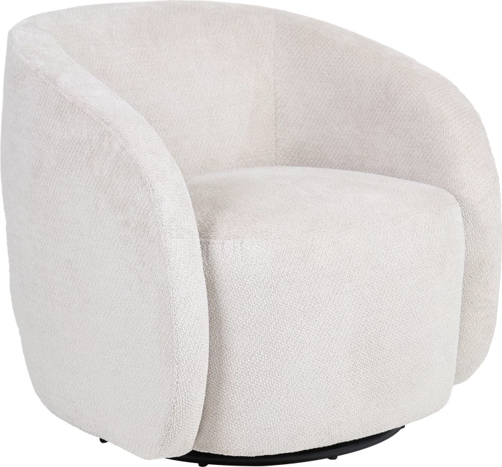Fotelë rrotulluese Barrelo, material stof, ngjyrë krem, 77x72x69cm