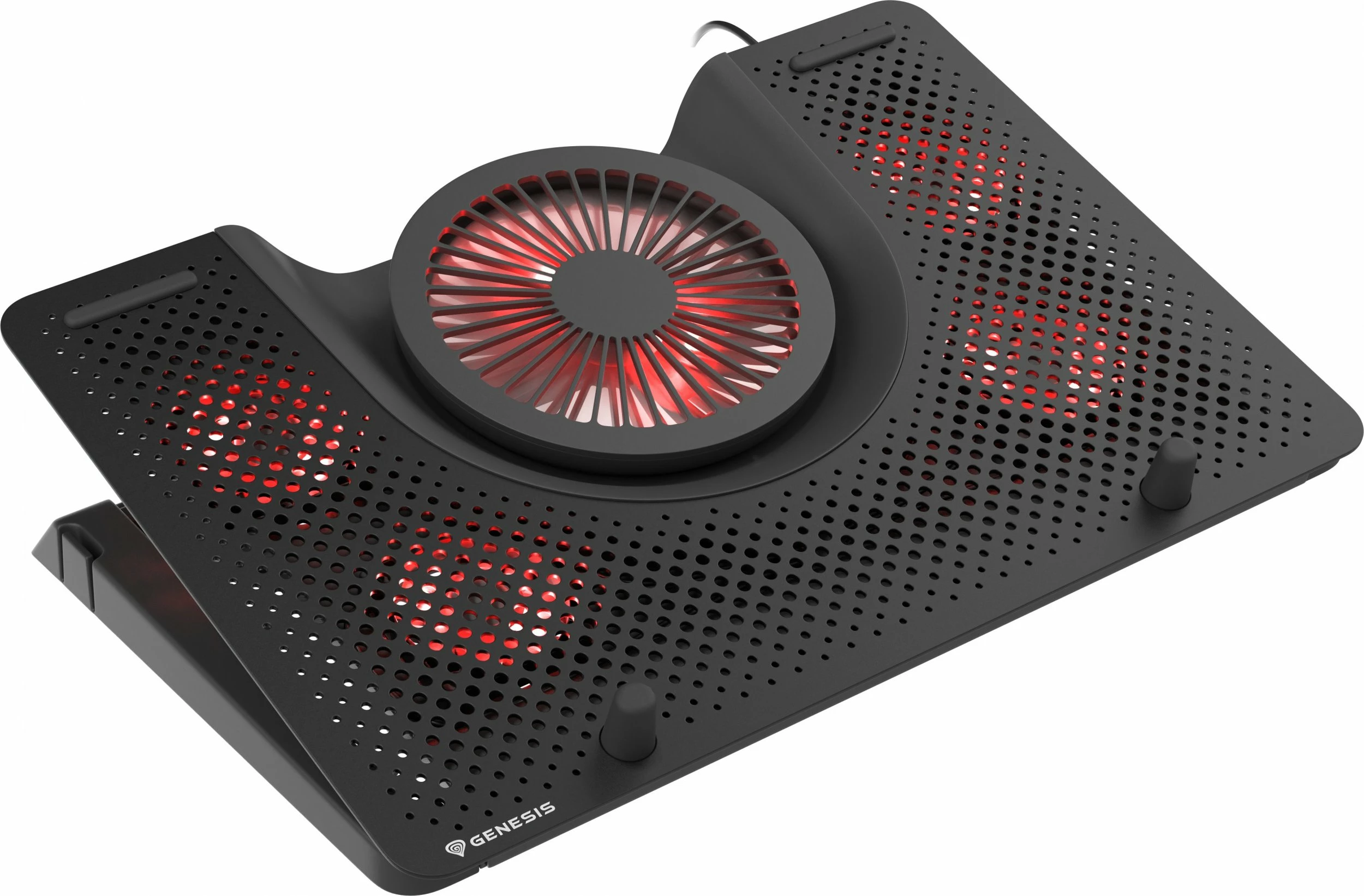 Mbajtëse ftohëse për laptop Genesis Oxide 550 NHG-1411, deri 17.3\", 5 ventilatorë, LED, USB 2.0 hub, e zezë