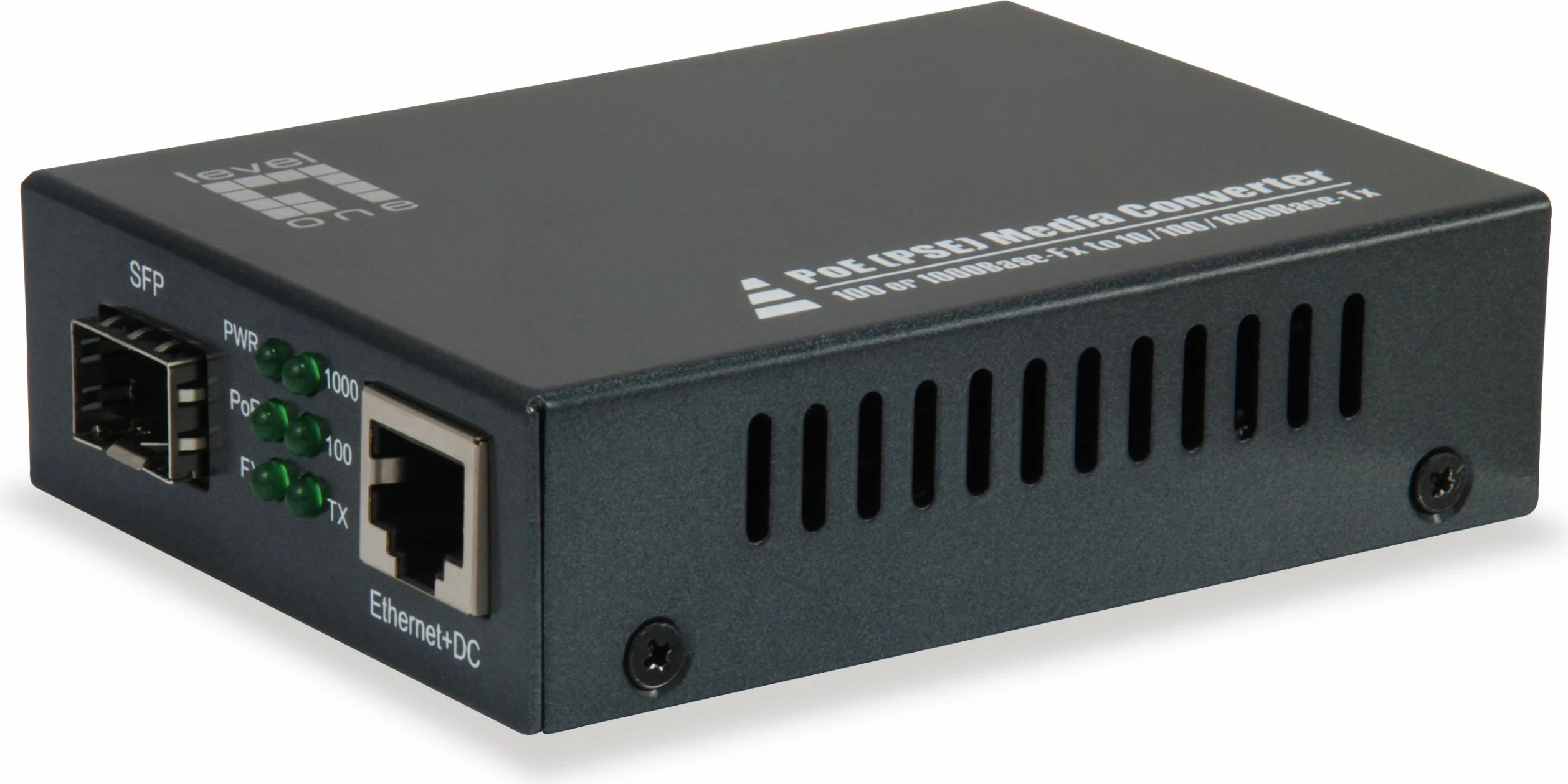 Konvertues media Level One GVT-2012, 10/100/1000T në 1000SX PoE, SFP, i zi