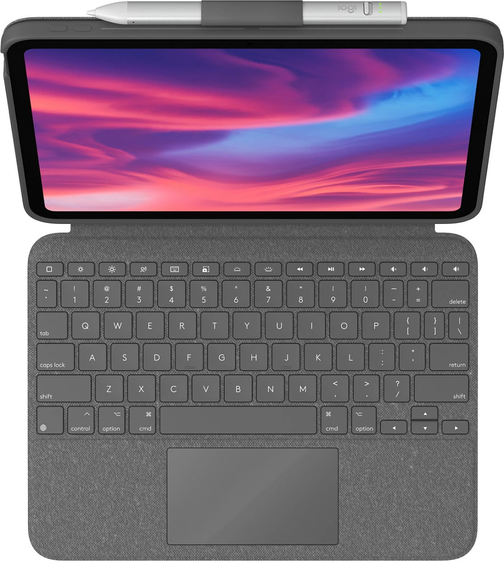 Tastierë me trackpad dhe mbështjellës Logitech Combo Touch për iPad 10.9" (Gjenerata 10), QWERTY italisht, Oxford Gray
