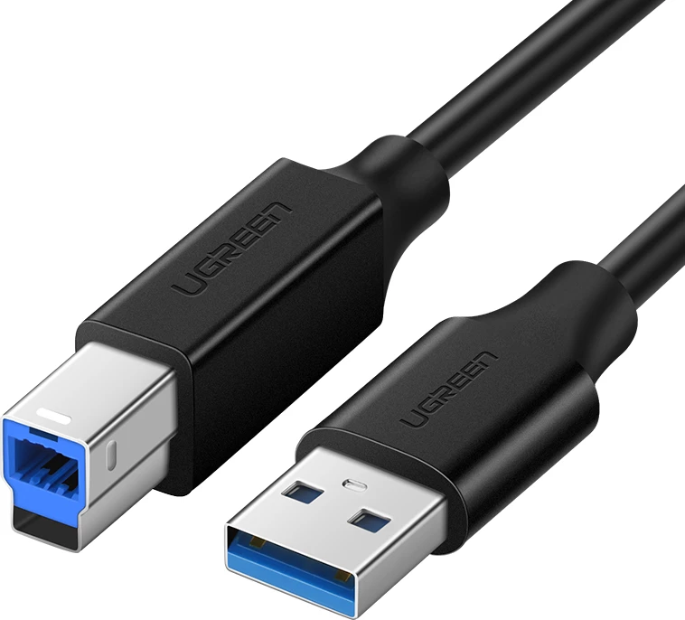 Kabllo printeri Ugreen US210 10372, USB-A në USB-B, 2m, e zezë