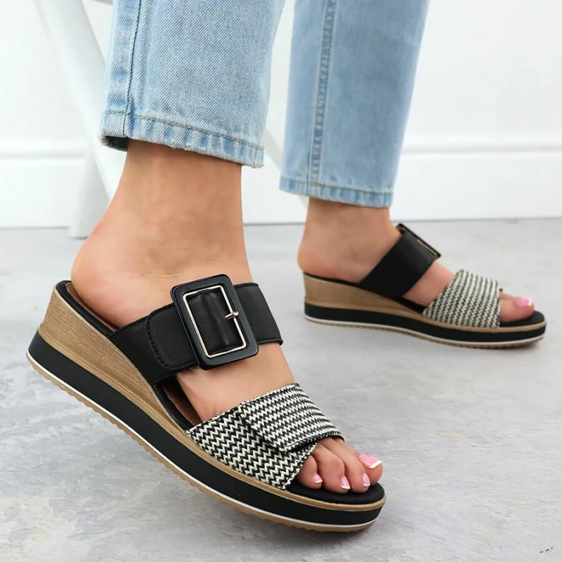 Sandale platforme për femra Remonte, të zeza