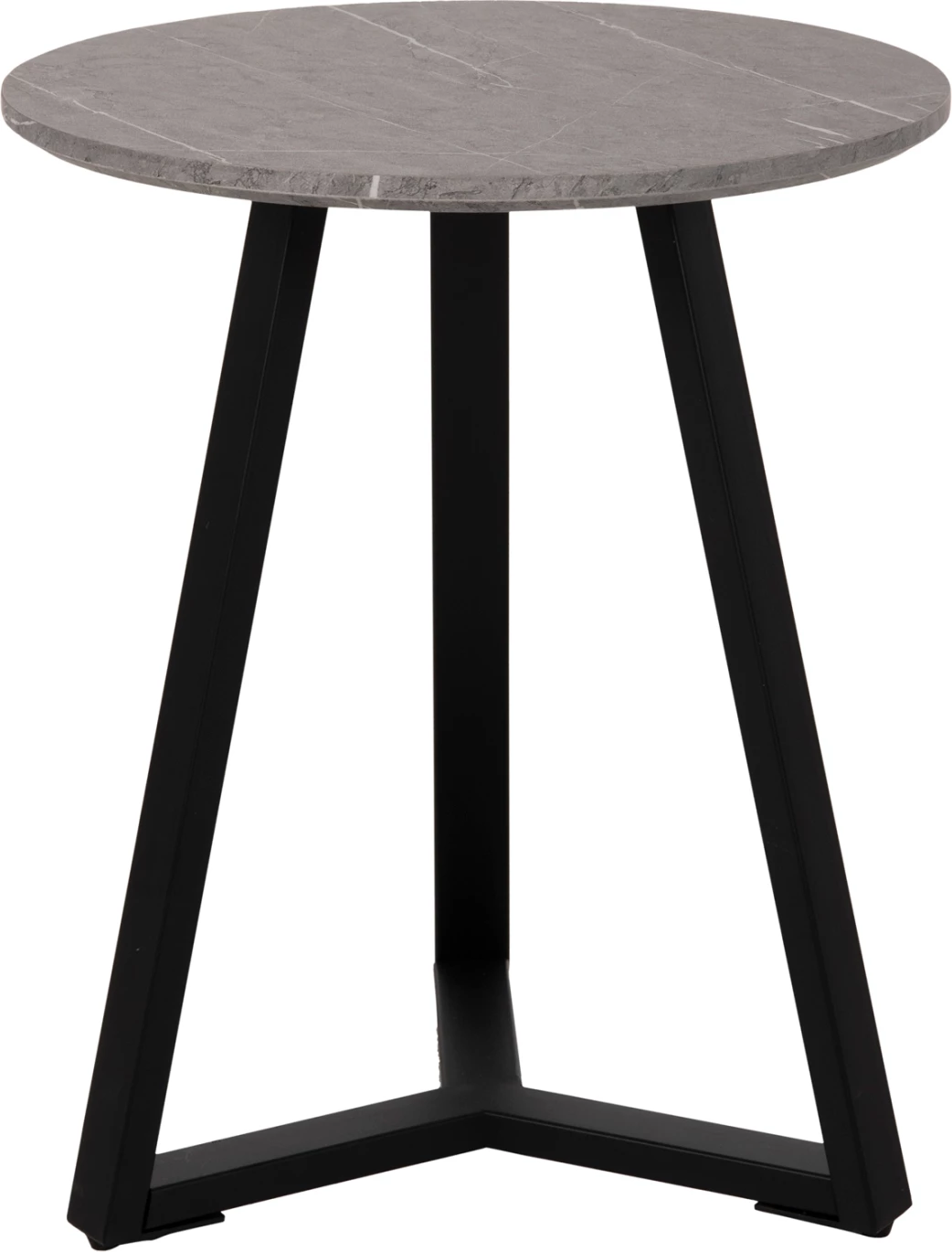 Tavolinë anësore FH9587.02 MDF mermer gri-bazë metalike e zezë Φ45x55Hcm