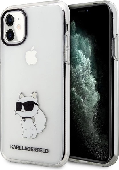 Mbështjellës Karl Lagerfeld Ikonik Choupette për iPhone 11/XR, transparent
