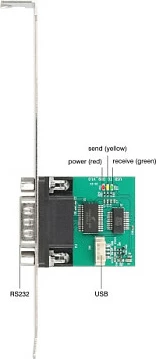 Adapter USB 2.0 në RS-232 DeLOCK 90582, braket slot DB9, 0.3 m, gjelbër/inoks