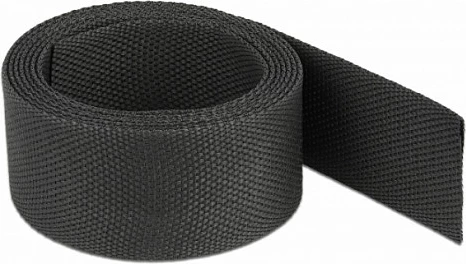 Tub termo-tkurrës DeLOCK prej pëlhure, 2 m x 25 mm, raport tkurrjeje 2:1, i zi