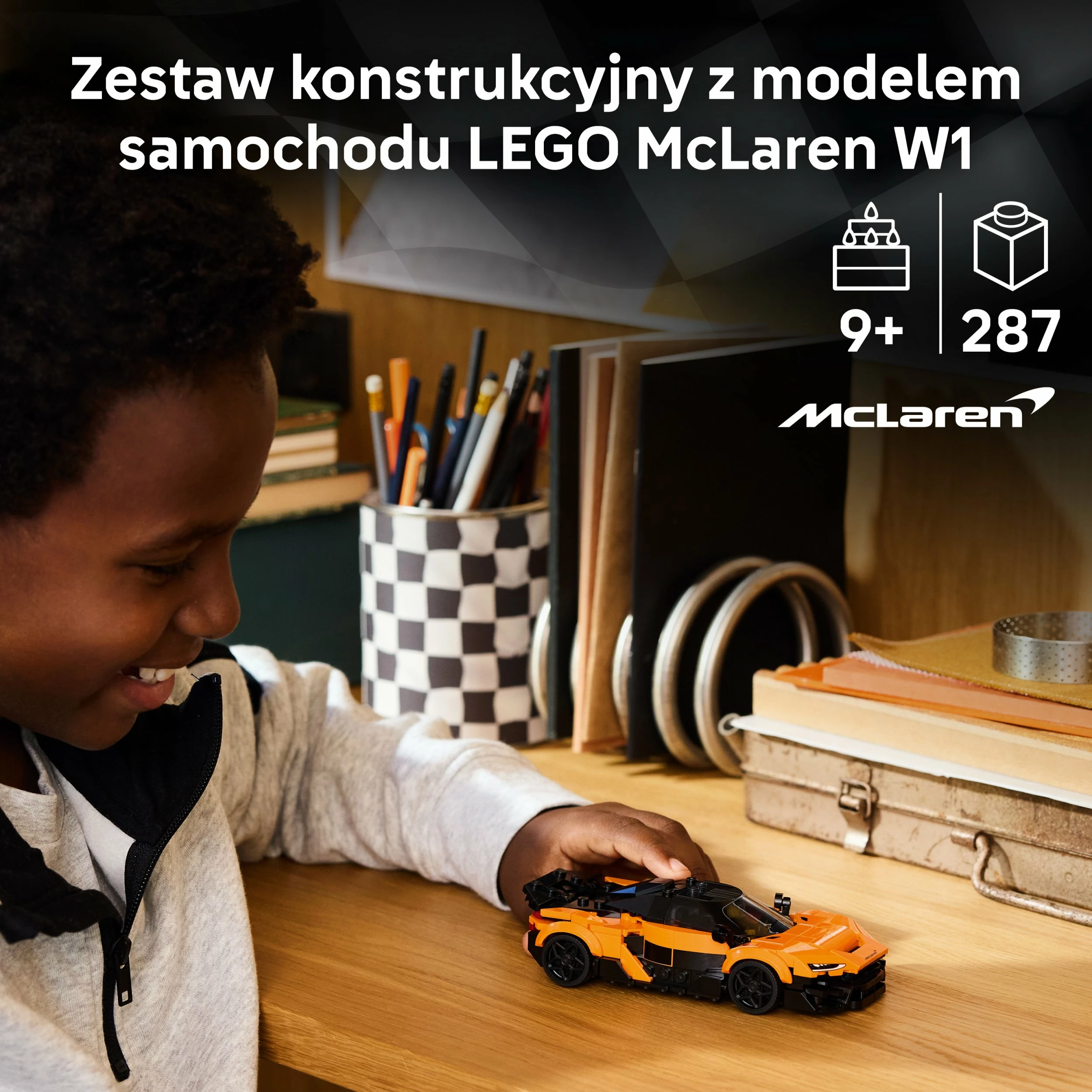 Set ndërtimi LEGO Speed Champions McLaren W1 77257, 287 elemente, 9+ vjet, portokalli/zi