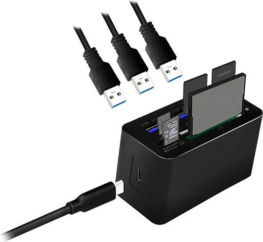 Mini docking station LogiLink USB 3.2 Gen1, 8-port, USB-C, lexues kartelash, i zi