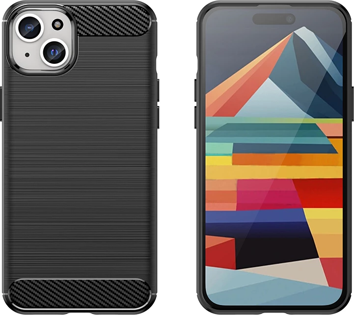 Mbështjellës Hurtel Carbon Case për iPhone 15 Plus, TPU, Blu