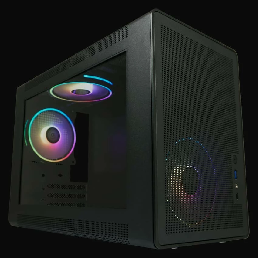 Kasë LC-Power LC-716MB-ON, Micro Tower, micro ATX/Mini-ITX, xham i temperuar, RGB, e zezë