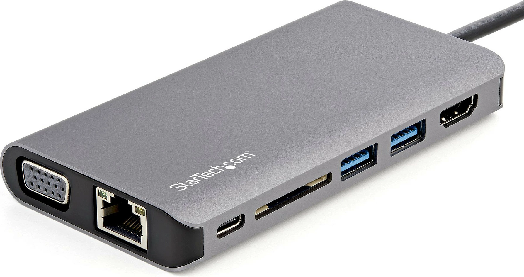 Adapter multiport USB-C StarTech DKT30CHVAUSP, mini docking me HDMI 4K, VGA, 100W PD, USB 3.0, LAN, SD, gri