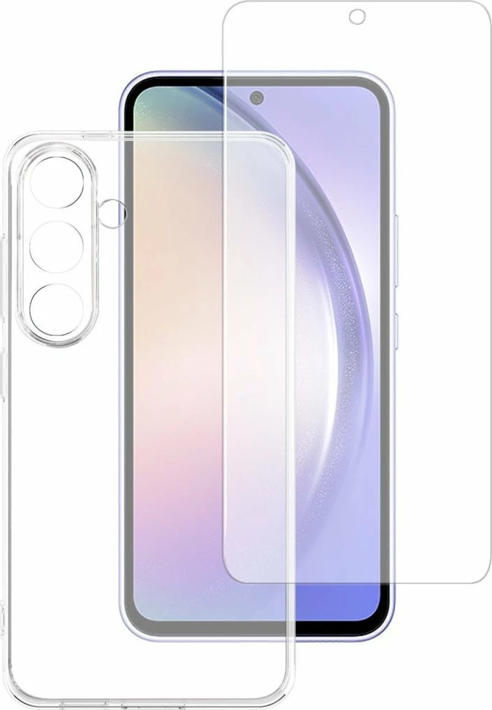 Mbështjellës + xham mbrojtës 4smarts 541026 360° Starter Set për Samsung Galaxy A55 6.6\", transparent (set)