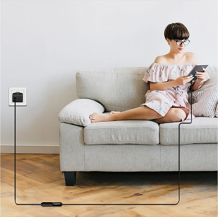 Kabllo USB 2.0 Type-C LogiLink, C mashkull në C femër, 1 m, 100W, e zezë