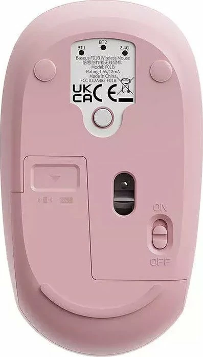 Maus Baseus F01B Tri-Mode, wireless, Bluetooth/2.4G, 1600 DPI, rozë