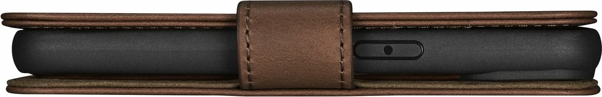 Mbështjellës iCarer Oil Wax Wallet 2in1 për iPhone 14 Plus, lëkurë natyrale, Anti-RFID, Kafe