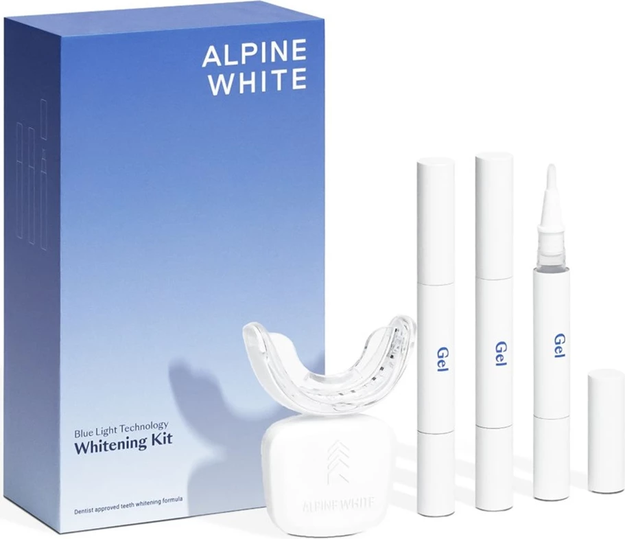 Set zbardhje dhëmbësh Alpine White Whitening Kit, unisex, 3 xhel, LED