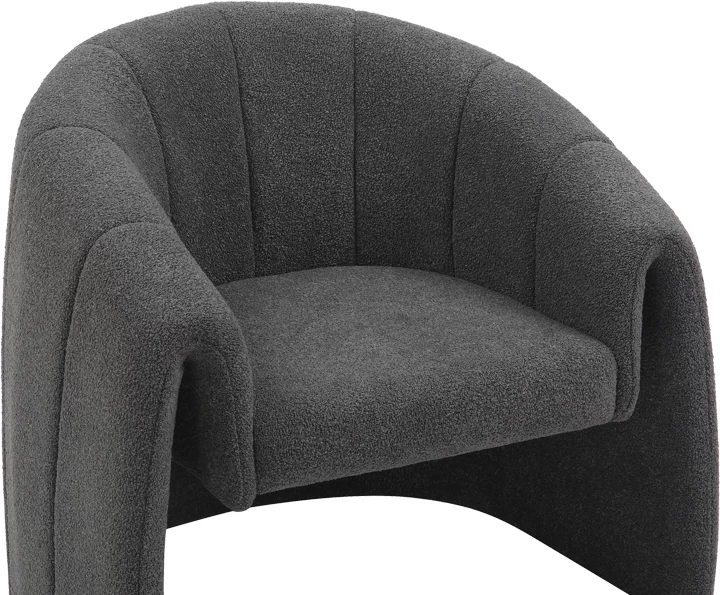 Fotel Fassy, pëlhurë bouclé, ngjyrë qymyr, 80x66x80cm