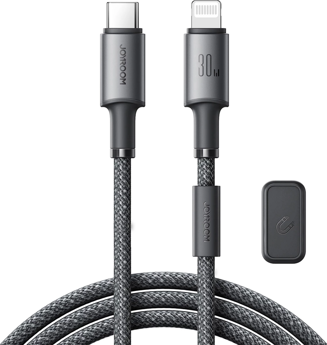 Kabllo Joyroom S-A50 Unlimited Series, USB-C në Lightning, 1.2m, 30W, me organizues magnetik, Gri