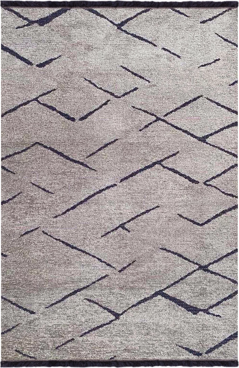 Tepih modern, ngjyrë gri e çelët, me vetë-franxha, FH7674.02, 160x230 cm