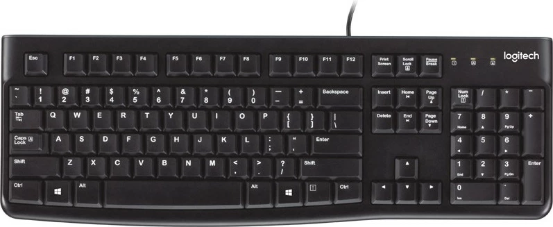Tastierë Logitech K120, Full-size, Wired, USB, QWERTY, E zezë