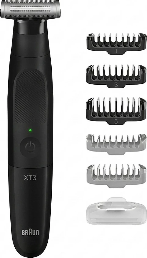 Makinë rroje Braun Series XT3200 Face+Body, trimer pa kabllo, 1-5 mm, rezistente ndaj ujit, e zezë