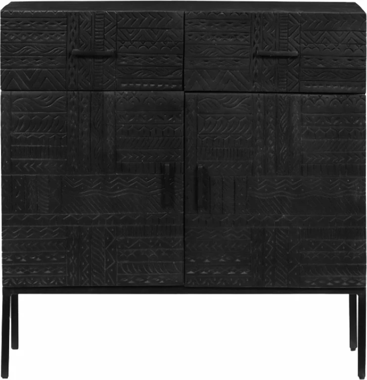 Komodë Aztec me 2 dyer, 2 sirtarë, ngjyrë e zezë, 90x40x90