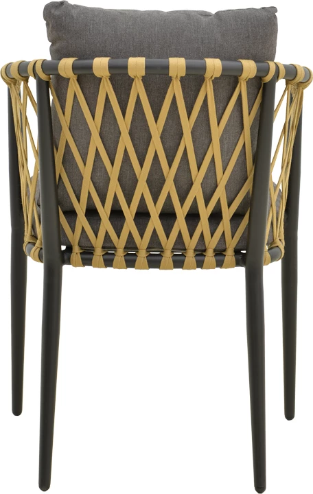 Fotelje Peluxe, alumin i anthracite, litar PE natyral, jastëk gri, 57x60x78cm