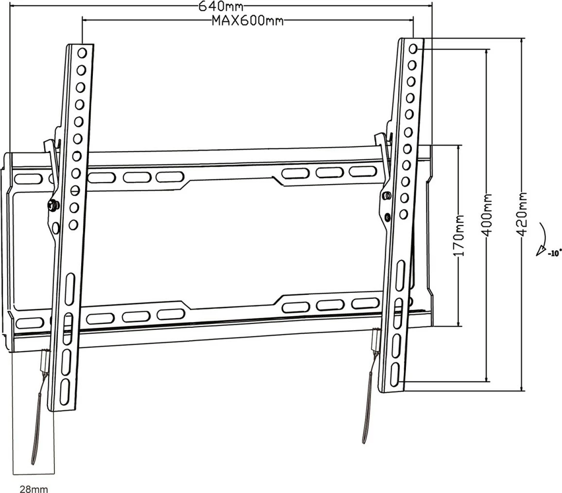 Mbajtëse muri për TV Maclean MC-413, 32-80 inç, 45 kg, VESA 600x400, e zezë
