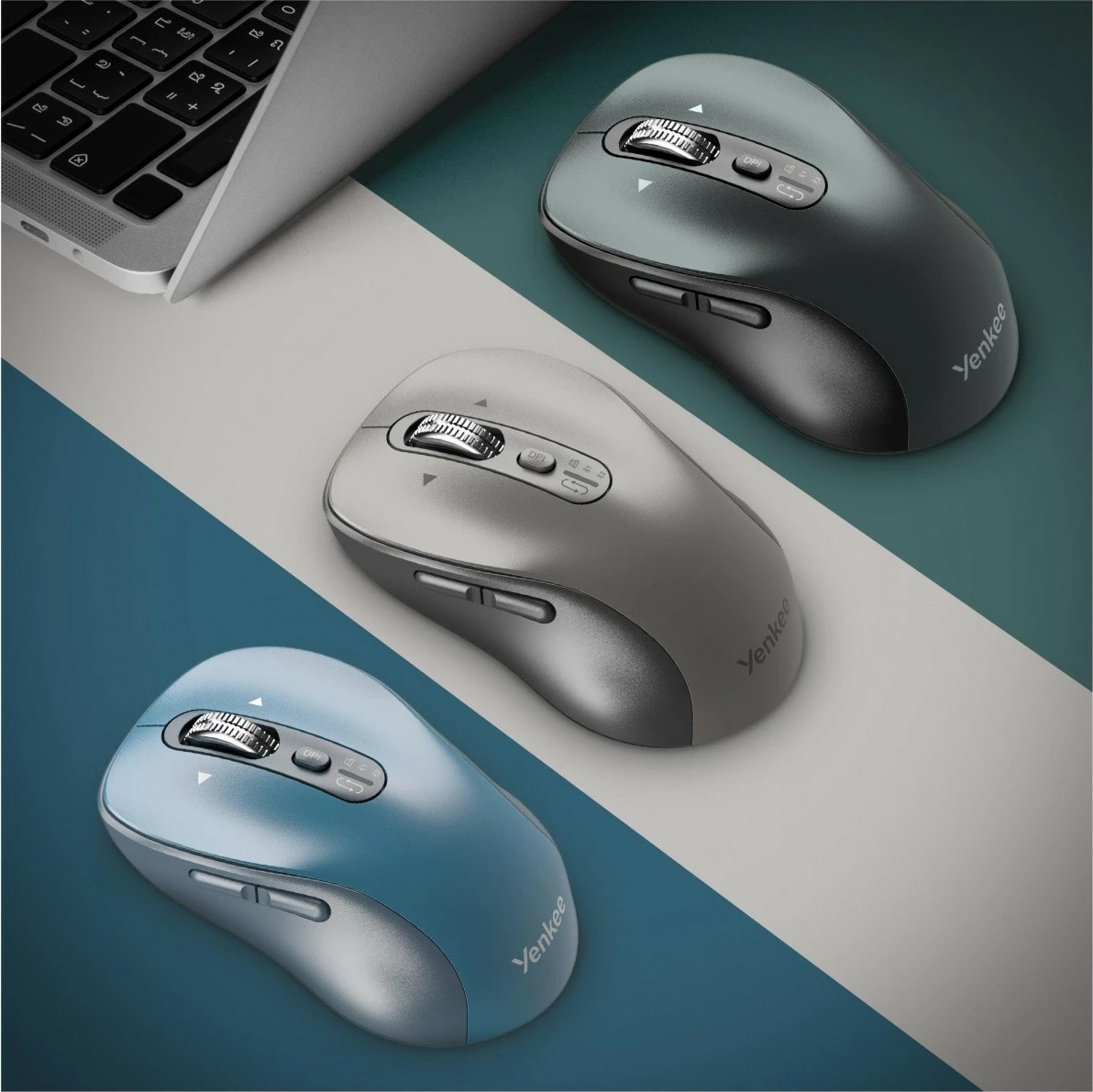 Maus wireless YENKEE GYRO YMS 2010BK, dual Bluetooth 5.1 + 2.4GHz USB, 6 butona, 1000-3200 DPI, me 2x bateri AA, i zi