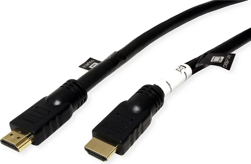 Kabllo HDMI ROLINE 14013455, 20 m, 4K HDR 3D, e zezë
