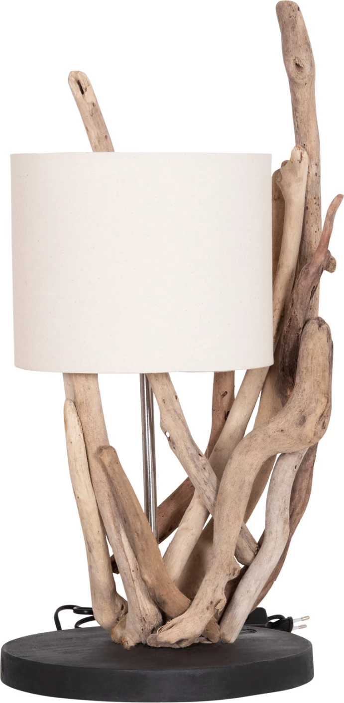 Llambë tavoline BRAMBLE, dru driftwood natyral, kapak i bardhë, Φ28x65cm