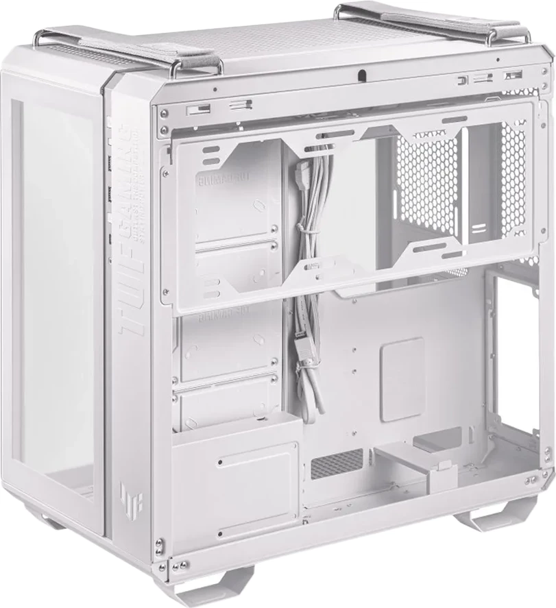 Kasë ASUS TUF Gaming GT502 PLUS ATX Midi Tower, Dual Chamber, xham i temperuar, 4 ventilatorë ARGB + hub, USB Type-C, e bardhë