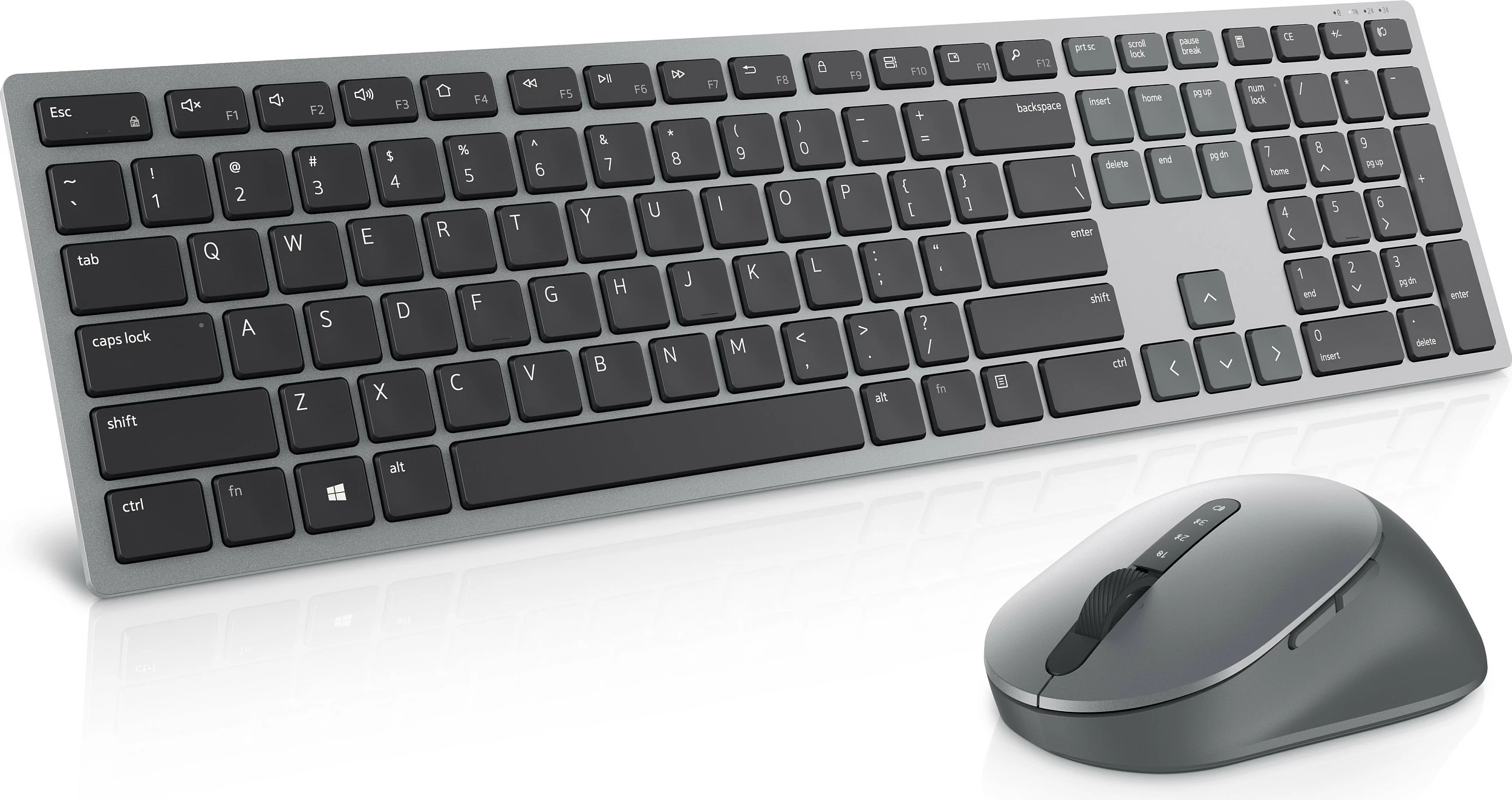 Tastierë dhe Maus wireless Dell Pro Plus KM7321W, QWERTY US International, full-size, RF + Bluetooth, Gri/Titanium