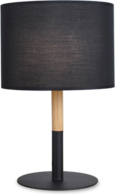 Llambë tavoline Kerky, metal-dru-tekstili, e zezë-natyrore, D25x40cm