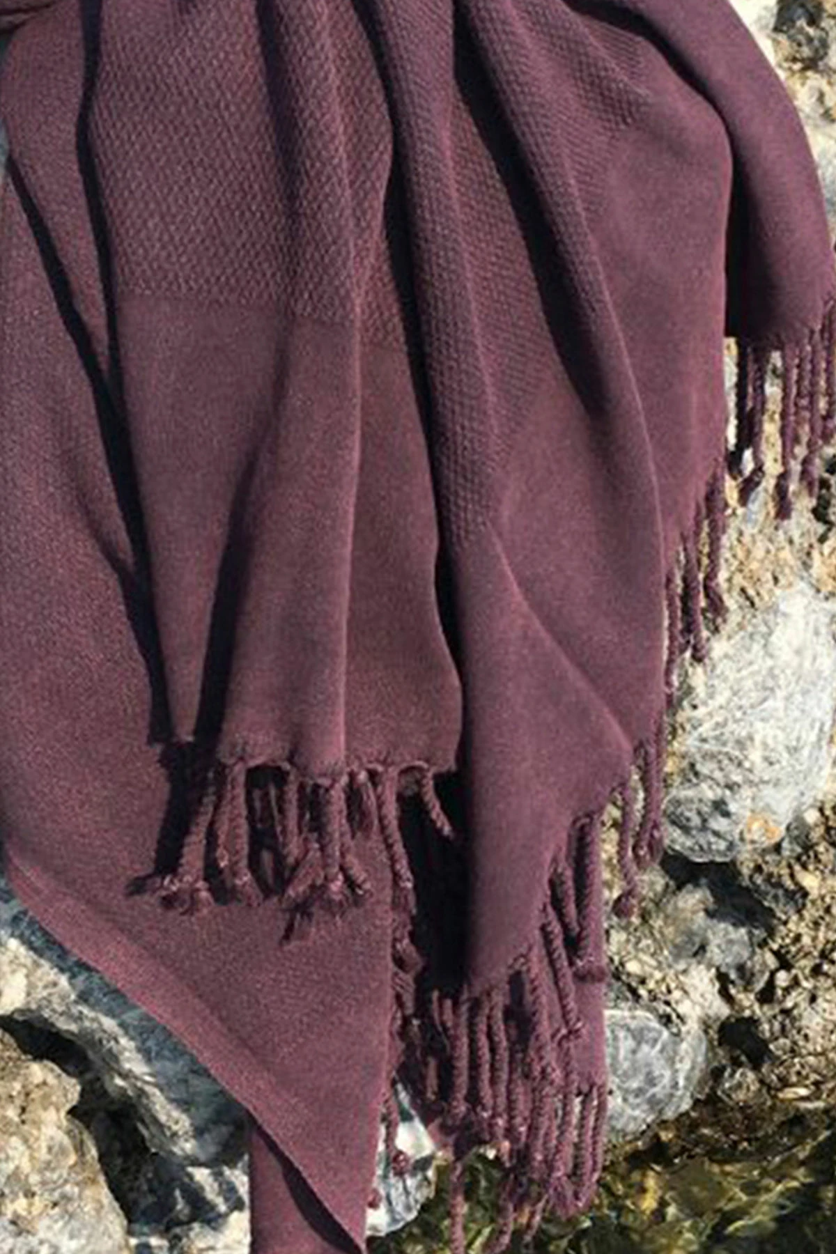 Peshqir plazhi Fouta Mijölnir, pambuk, ngjyrë damson, 90x175cm