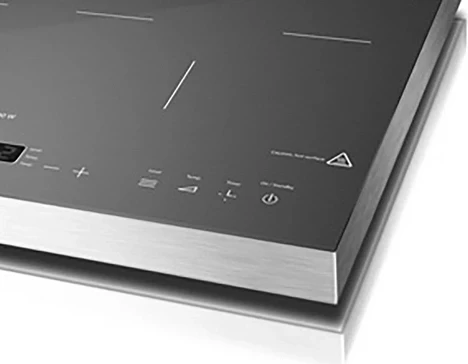 Pllakë induksioni CASO S-Line 3500 3500W dy-zonëshe Sensor-Touch, e zezë/inoks