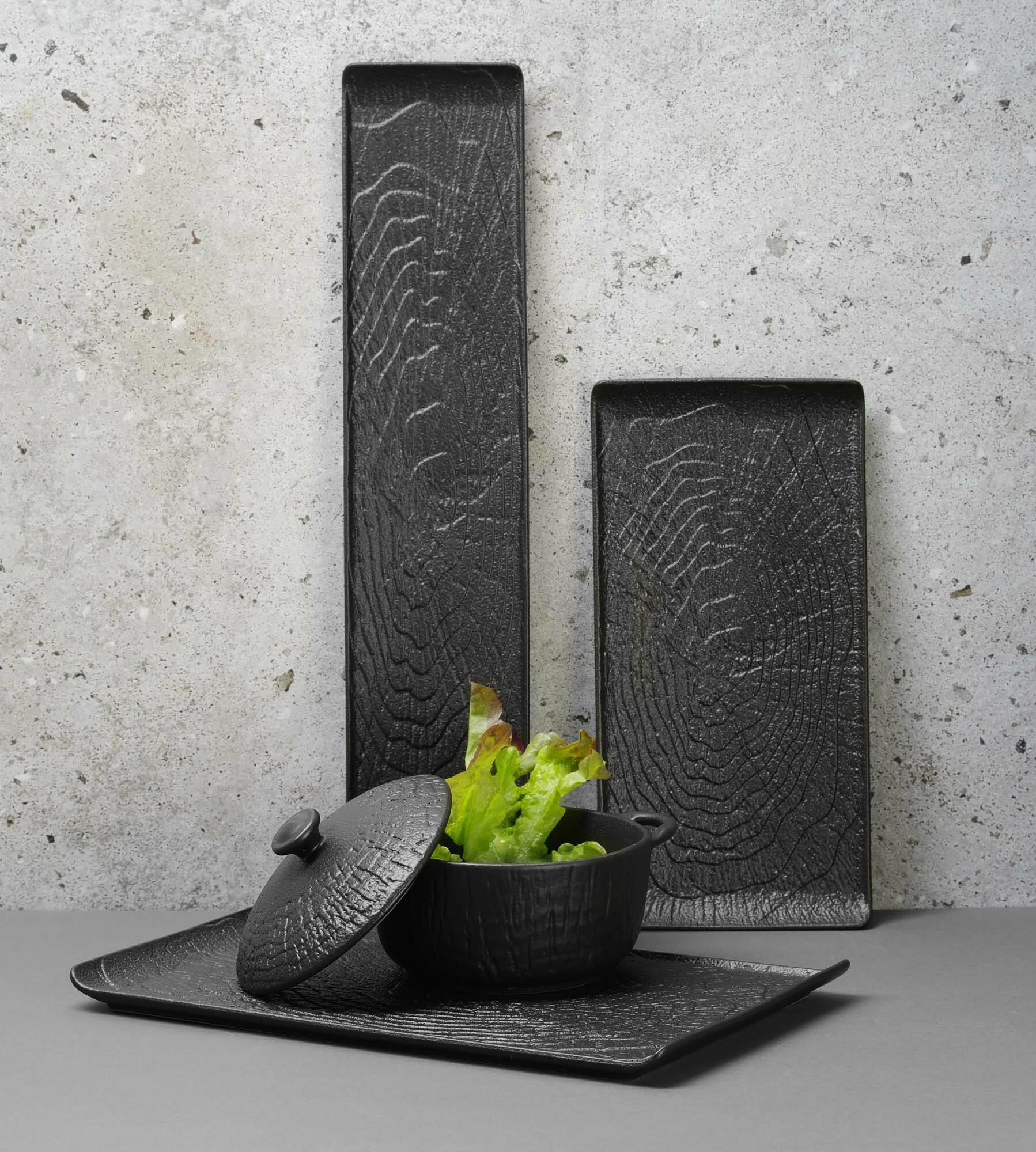 Pjatë me buzë Fine Dine Crust 270 mm, e zezë, set 3 copë