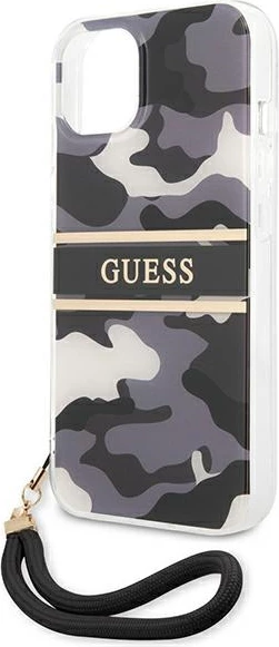 Mbështjellës Guess GUHCP13SKCABBK për iPhone 13 mini 5.4", hardcase, Camo Strap Collection, i zi