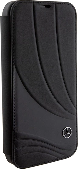 Mbështjellës Mercedes Leather Wave Pattern për iPhone 15 Pro, i zi
