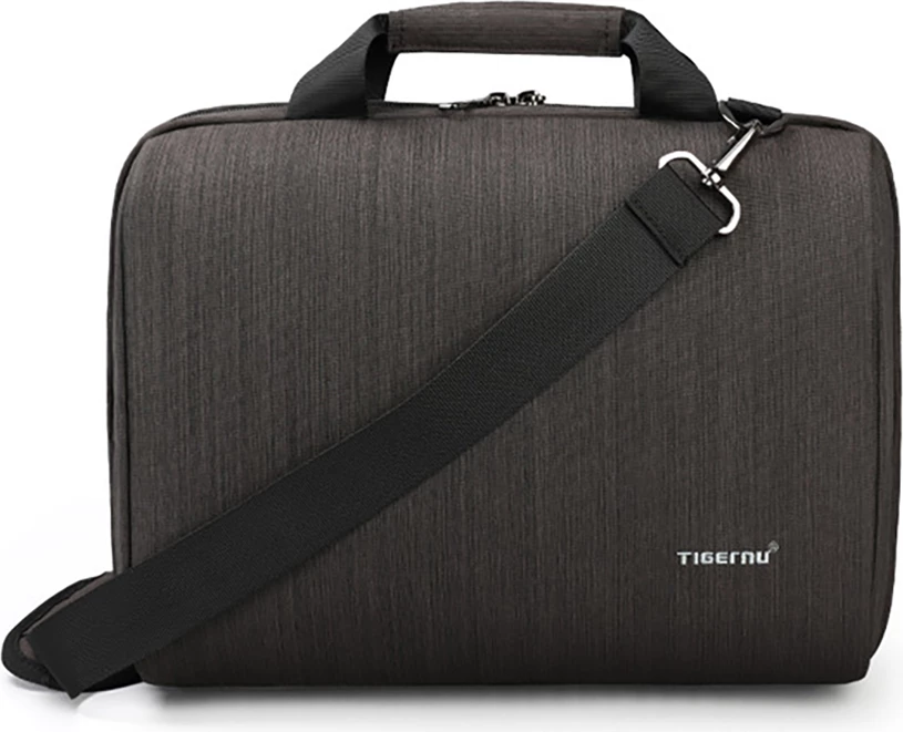 Çantë për laptop Tigernu Vega 13.1\", rezistente ndaj ujit, me rrip shpatulle, kafe